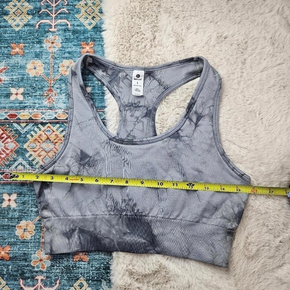 90 Degree by Reflex Gray Tie Dye Racerback Sports Bra Large - Picture 4 of 5